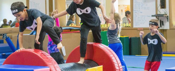 Young children in ninja class