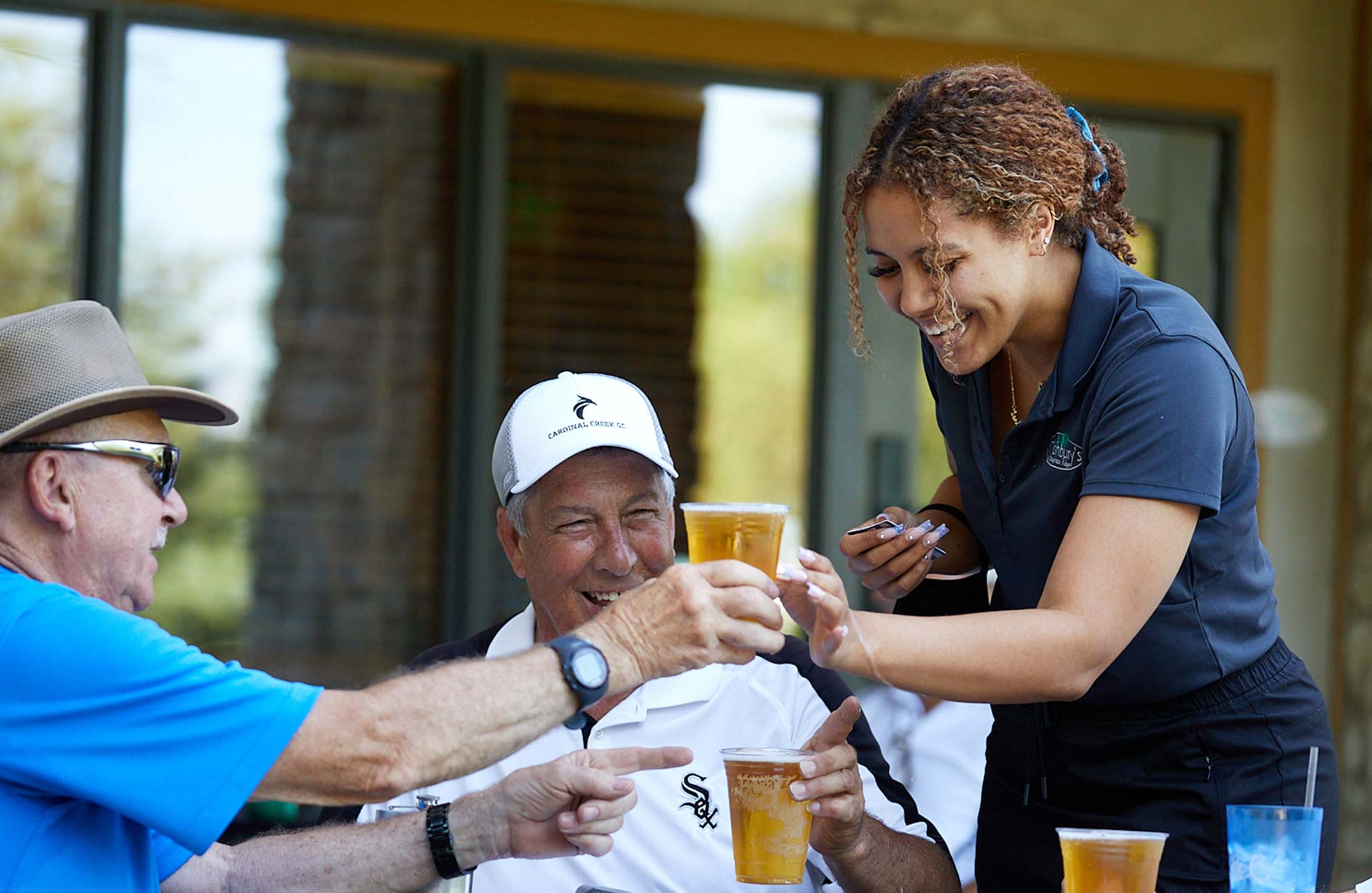 elderly men having beers at Ashbury's Bar & Grill, Bolingbrook