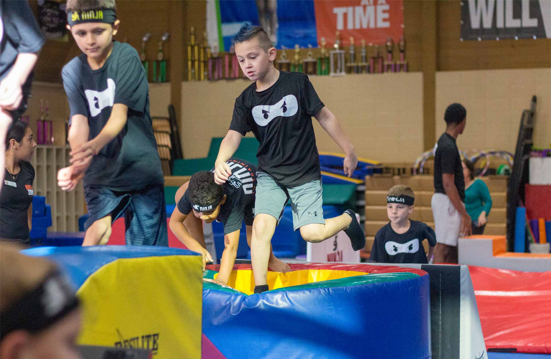 group of kids at ninja party